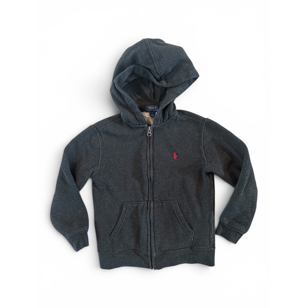 Polo Ralph Lauren Boys Black Full-Zip Hoodie - Size 7 -‎ Classic Pony